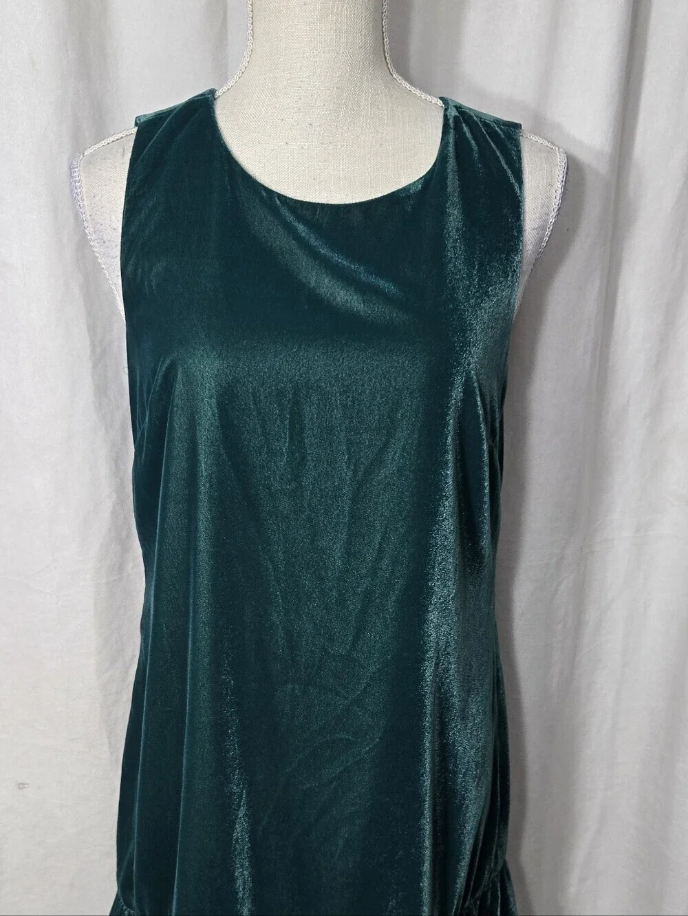 J Crew Velvet Ruffle Hem Shift Dress Green Sz 6